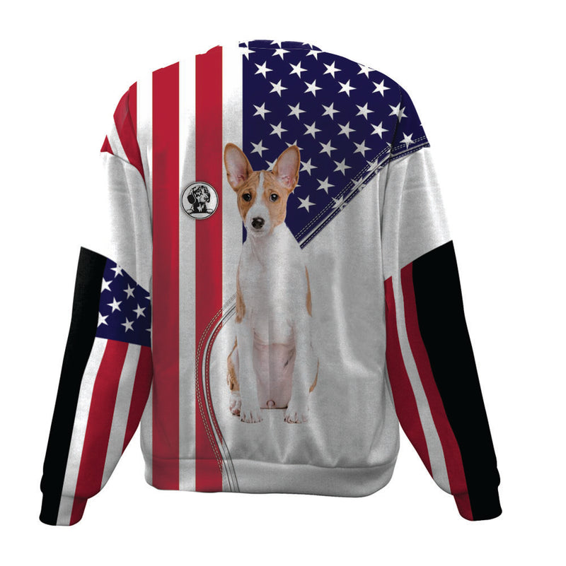 Basenji-USA Flag-Premium Sweater