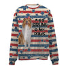 Rough Collie-American Flag-Premium Sweater