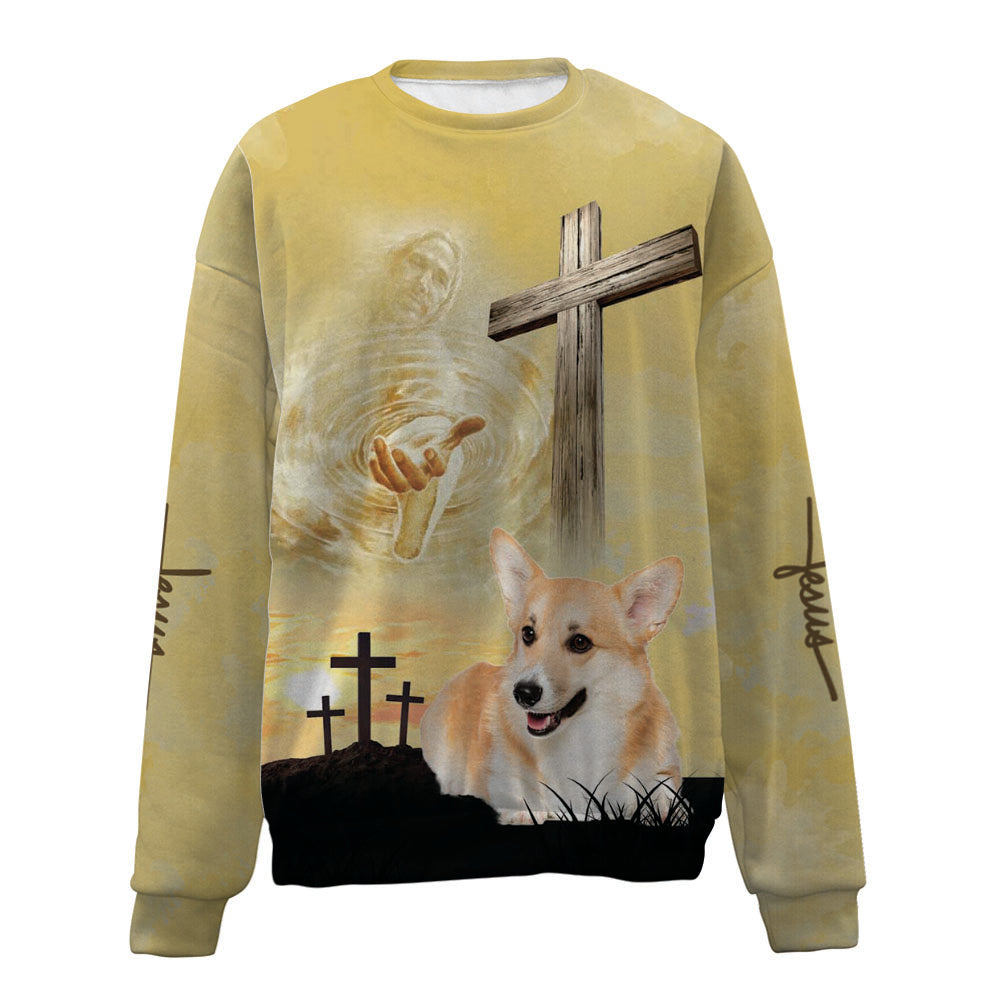Welsh Corgi-Jesus-Premium Sweater
