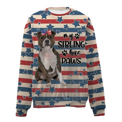 Staffordshire Bull Terrier-American Flag-Premium Sweater