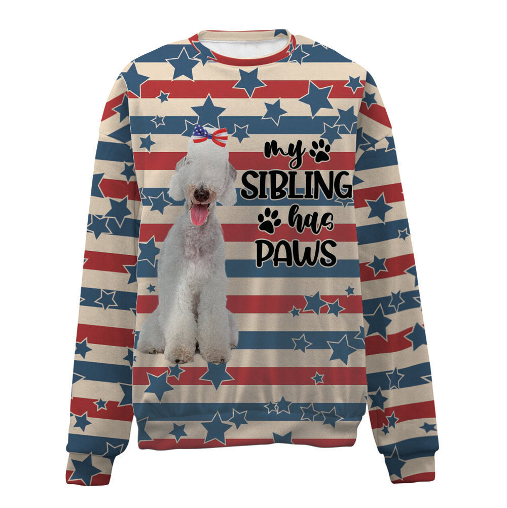 Bedlington Terrier-American Flag-Premium Sweater