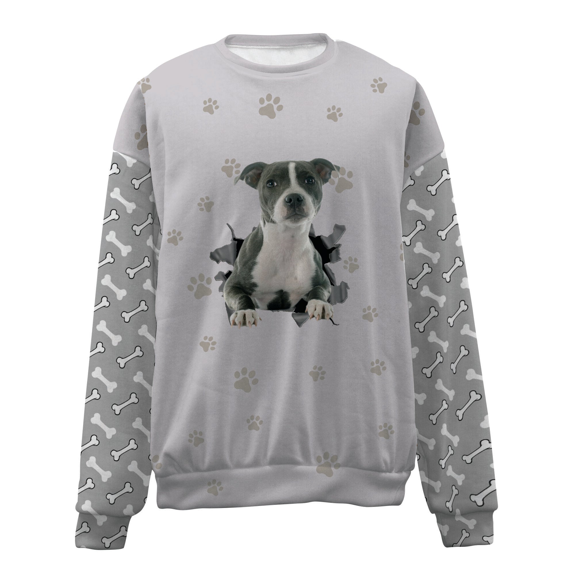 Staffordshire Bull Terrier1-Paw And Pond-Premium Sweater