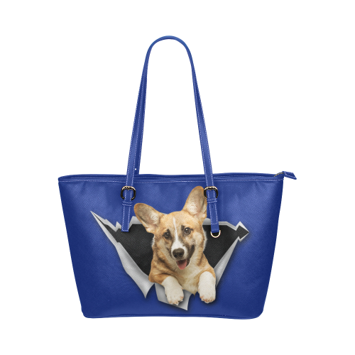 Welsh Corgi Leather Tote Bag