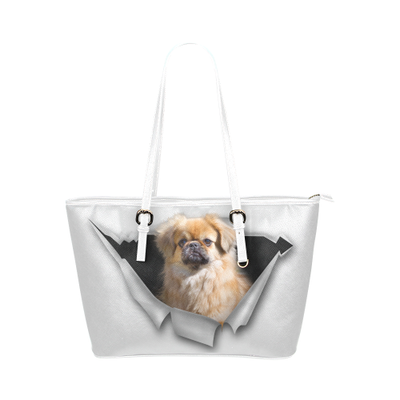 Tibetan Spaniel Leather Tote Bag