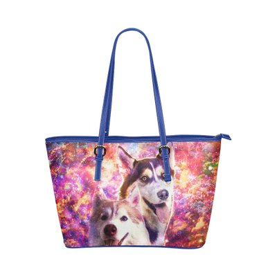 Siberian Husky Leather Tote Bag