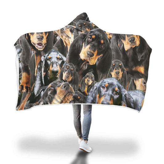 Black and Tan Coonhound Hooded Blanket