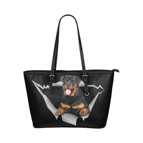 Rottweiler Leather Tote Bag