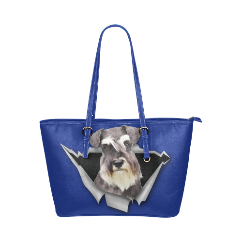 Schnauzer Leather Tote Bag