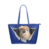 Tibetan Spaniel Leather Tote Bag