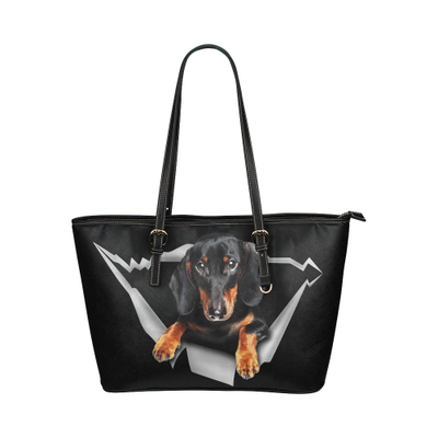 Dachshund Leather Tote Bag