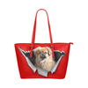 Tibetan Spaniel Leather Tote Bag