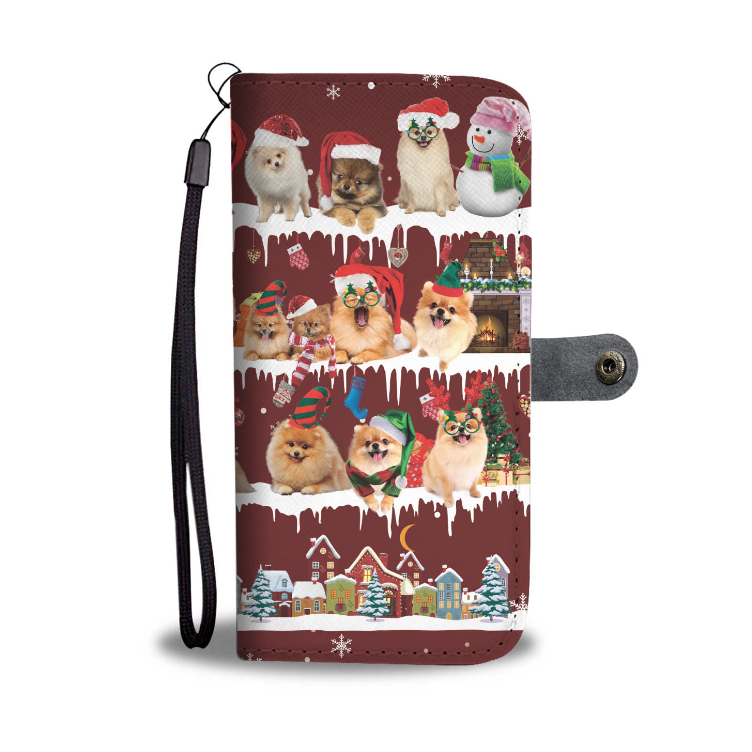 Pomeranian Snow Christmas Wallet Case