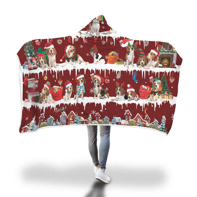 Beagle Snow Christmas Hooded Blanket