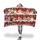Pomeranian Snow Christmas Hooded Blanket