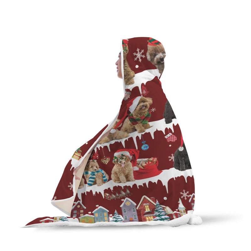 Poodle Snow Christmas Hooded Blanket