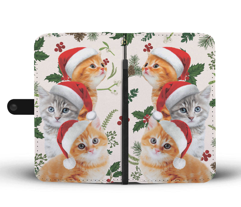 Cat Santa Hat Christmas Wallet Case