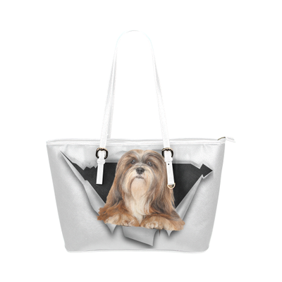 Lhasa Apso Leather Tote Bag