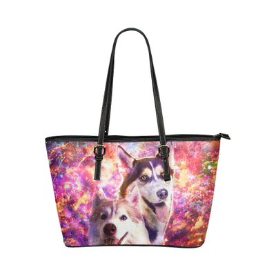 Siberian Husky Leather Tote Bag