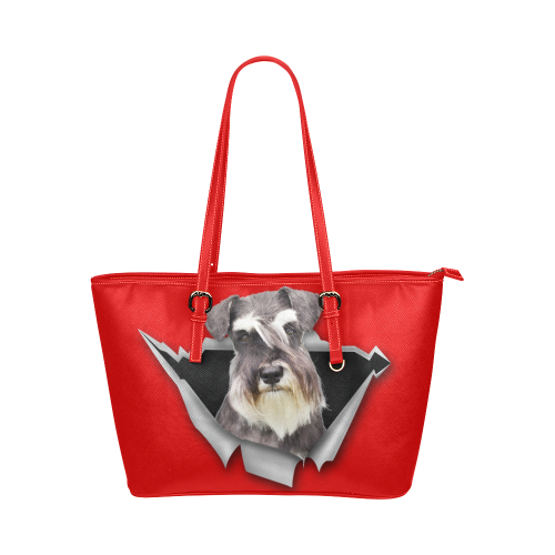 Schnauzer Leather Tote Bag