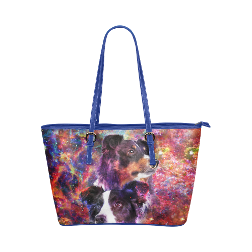 Border Collie Leather Tote Bag