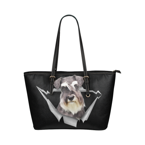 Schnauzer Leather Tote Bag