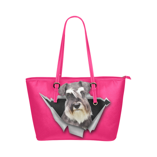 Schnauzer Leather Tote Bag