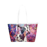 Boston Terrier Leather Tote Bag