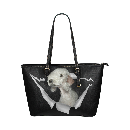 Bedlington Terrier Leather Tote Bag