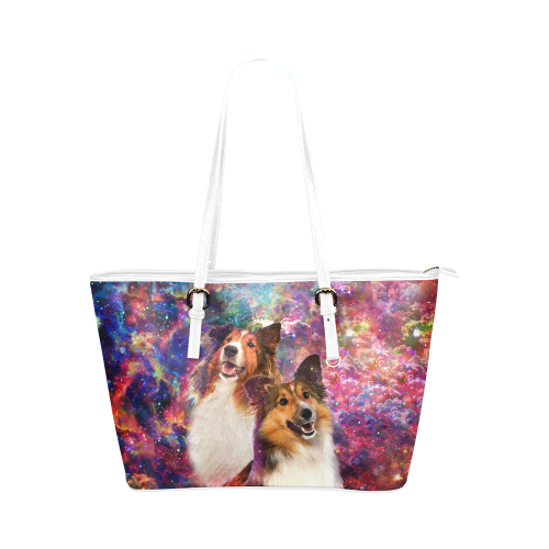 Shetland Sheepdog Leather Tote Bag