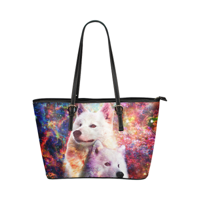 Samoyed Leather Tote Bag