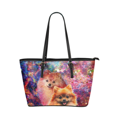 Pomeranian Leather Tote Bag