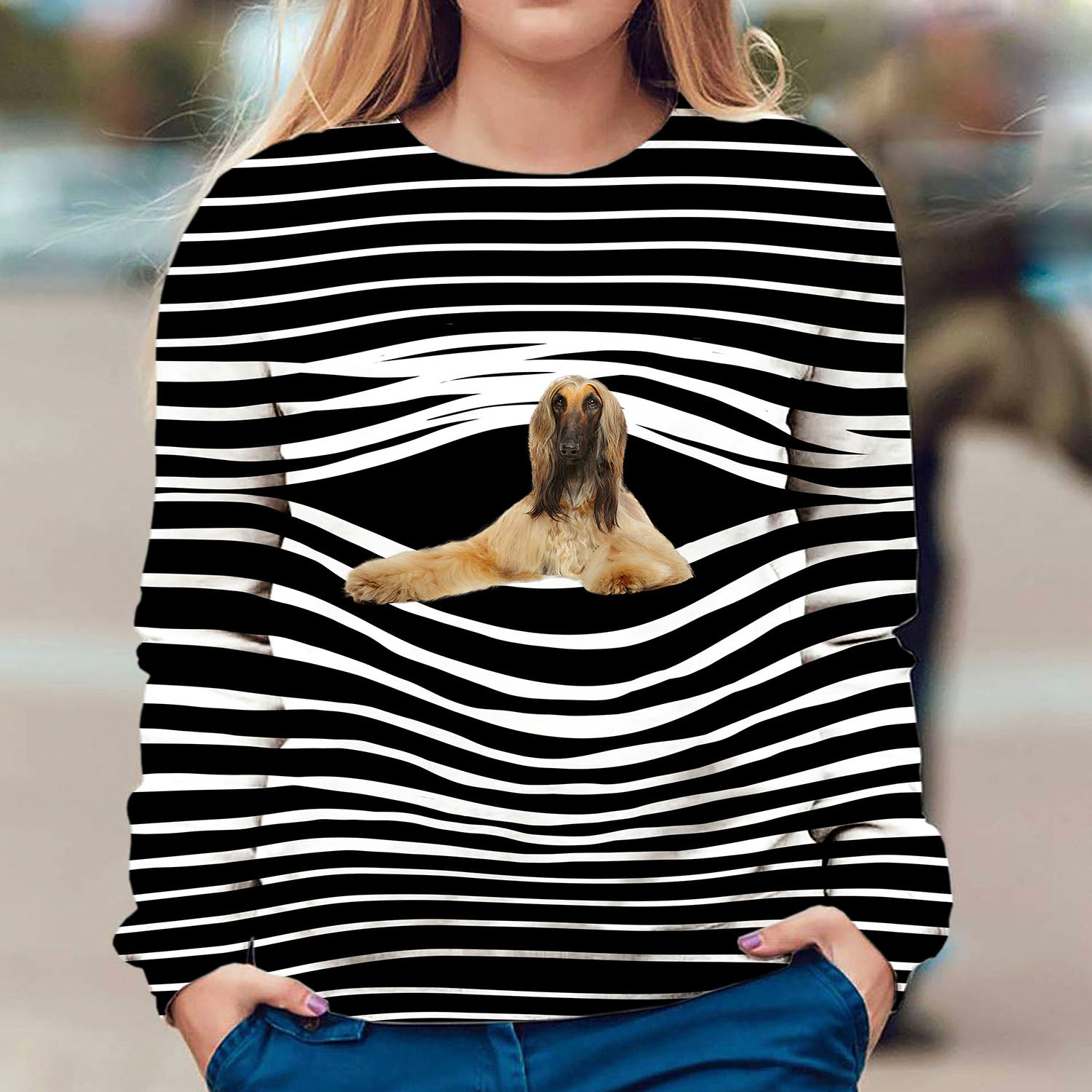 Afghan Hound - Stripe - Premium Sweater