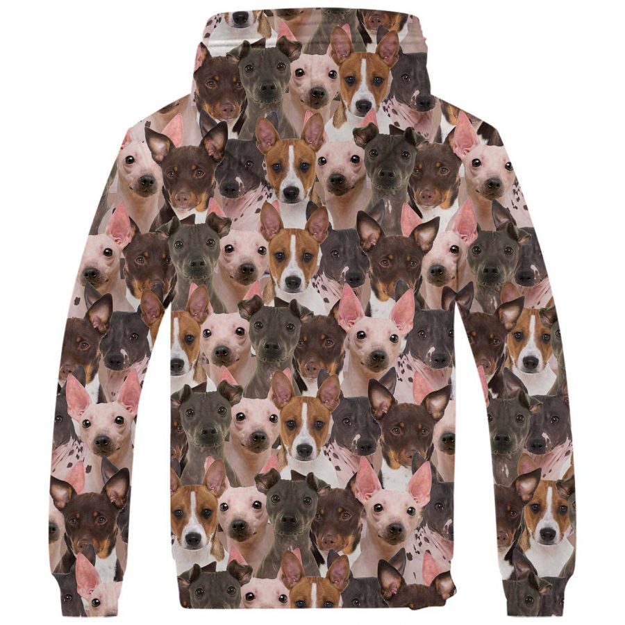 American Hairless Terrier Full Face Fleece Hoodie