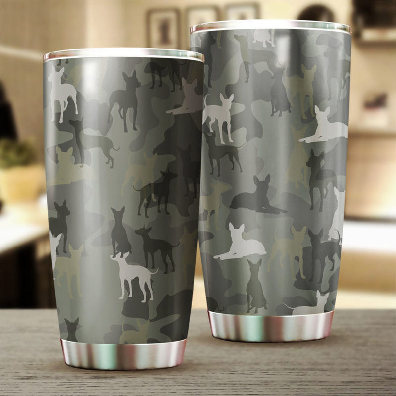 American Hairless Terrier Camo Tumbler Cup