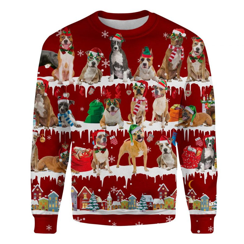 American Staffordshire Terrier - Snow Christmas - Premium Sweater