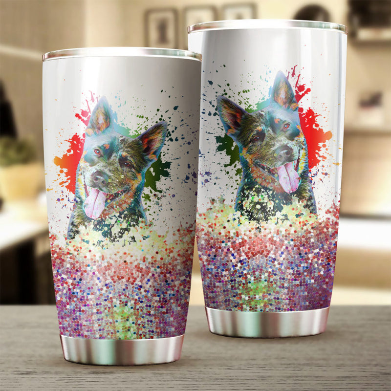 Australian Cattle Dog Art Color Tumbler Cup