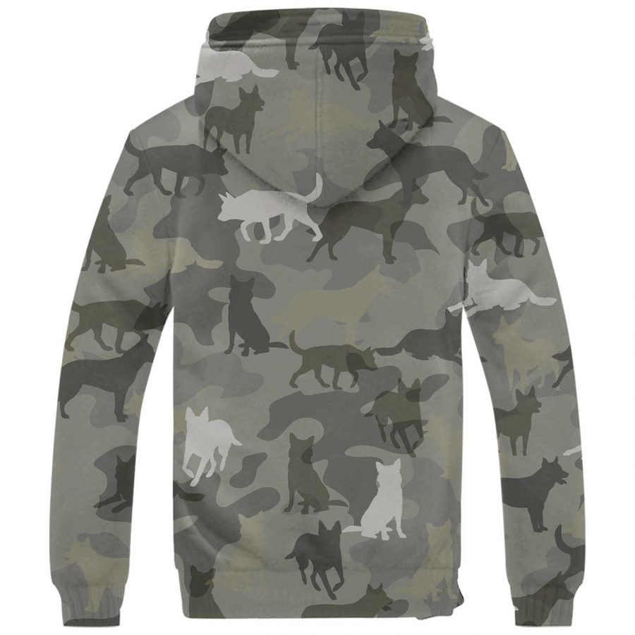 Australian Cattle Dog Camo Fleece Hoodie