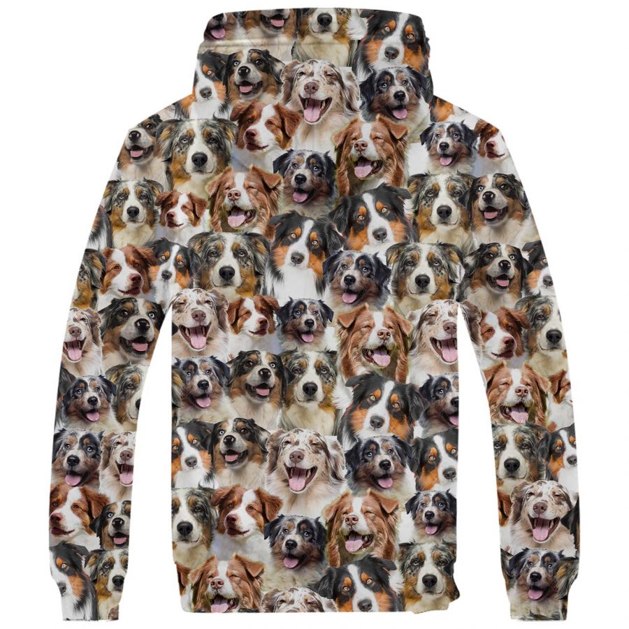 Australian Shepherd Full Face Fleece Hoodie