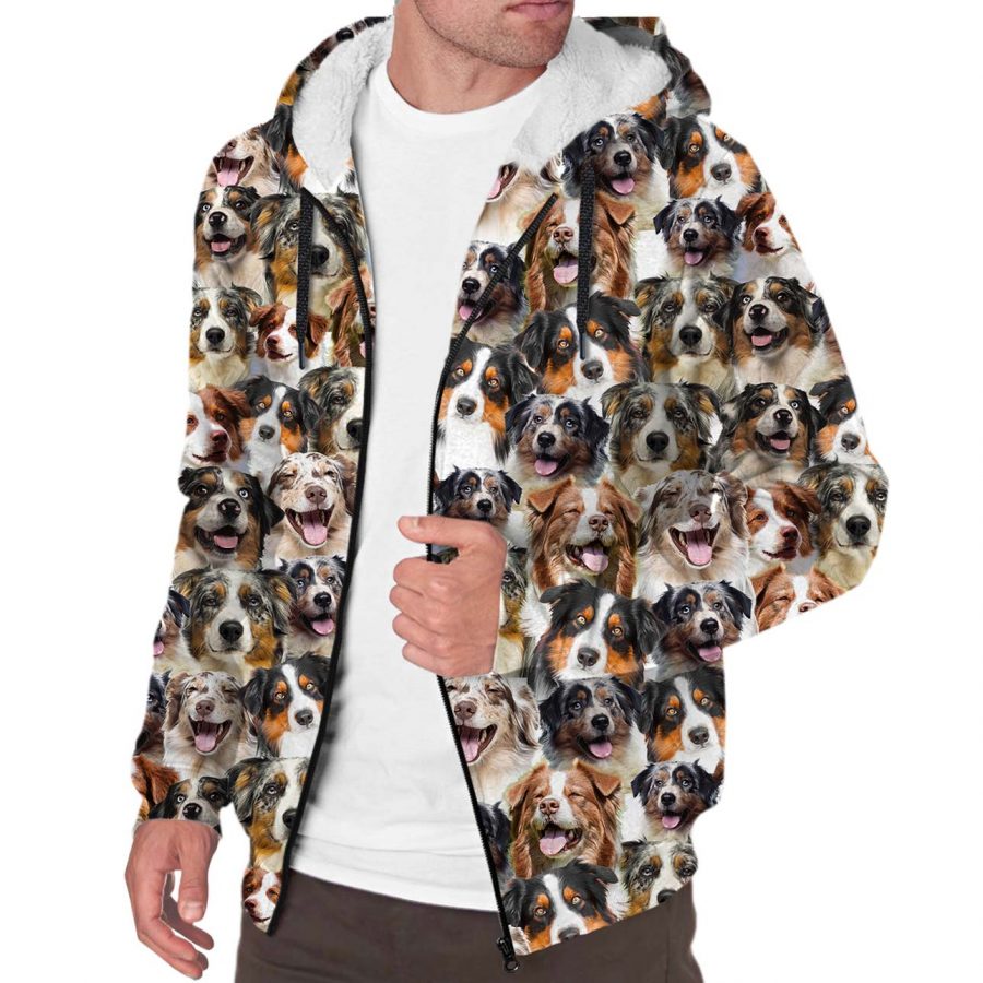 Australian Shepherd Full Face Fleece Hoodie