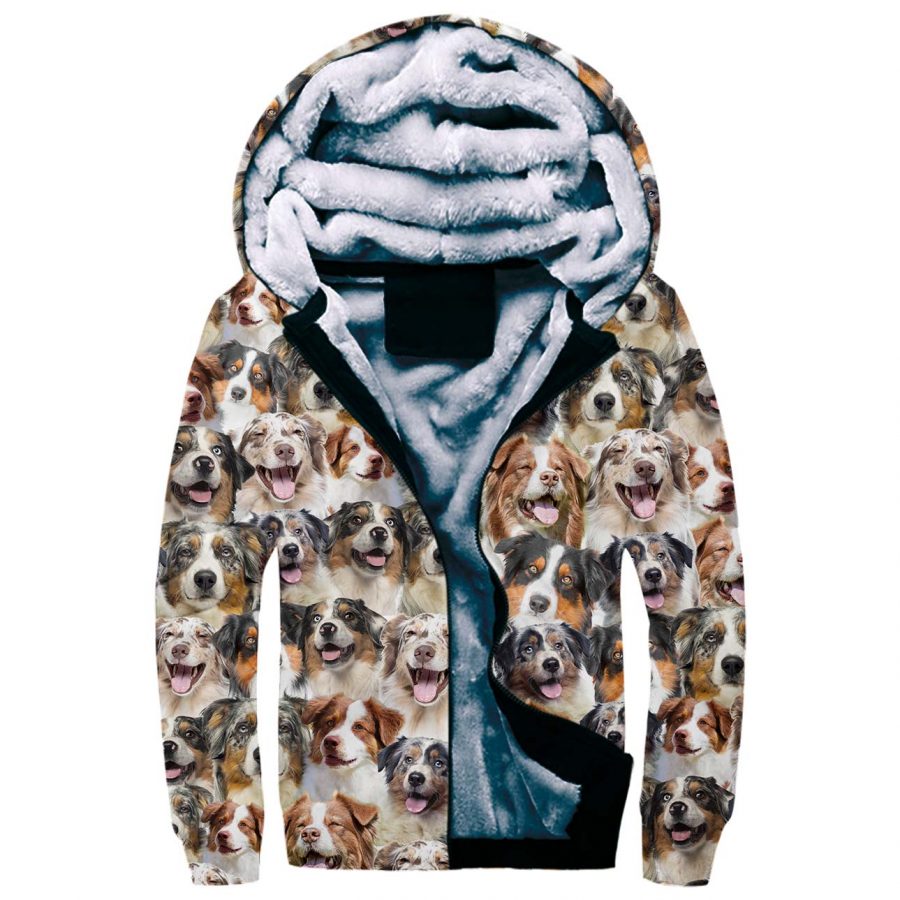 Australian Shepherd Full Face Fleece Hoodie