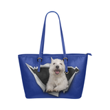 West Highland White Terrier Leather Tote Bag