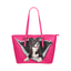 Border Collie Leather Tote Bag