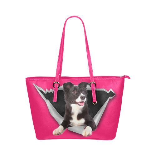 Border Collie Leather Tote Bag