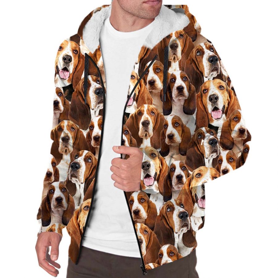 Basset Hound Full Face Fleece Hoodie