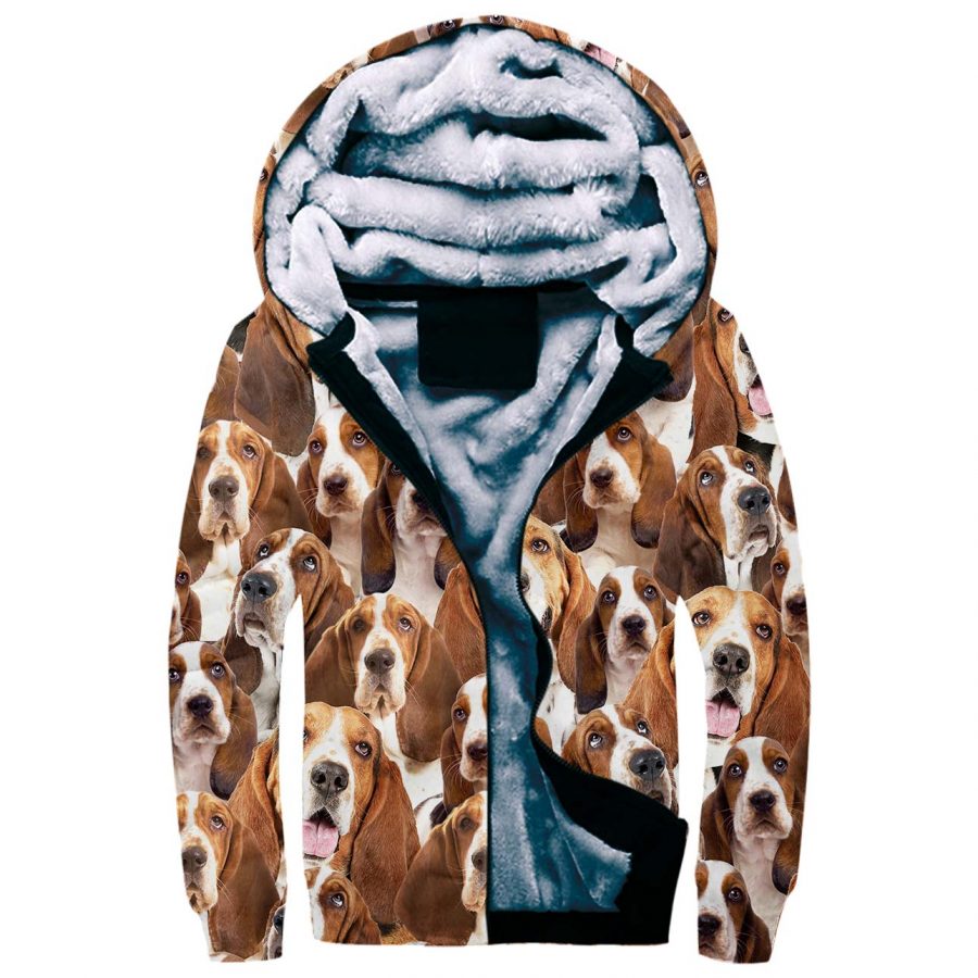 Basset Hound Full Face Fleece Hoodie