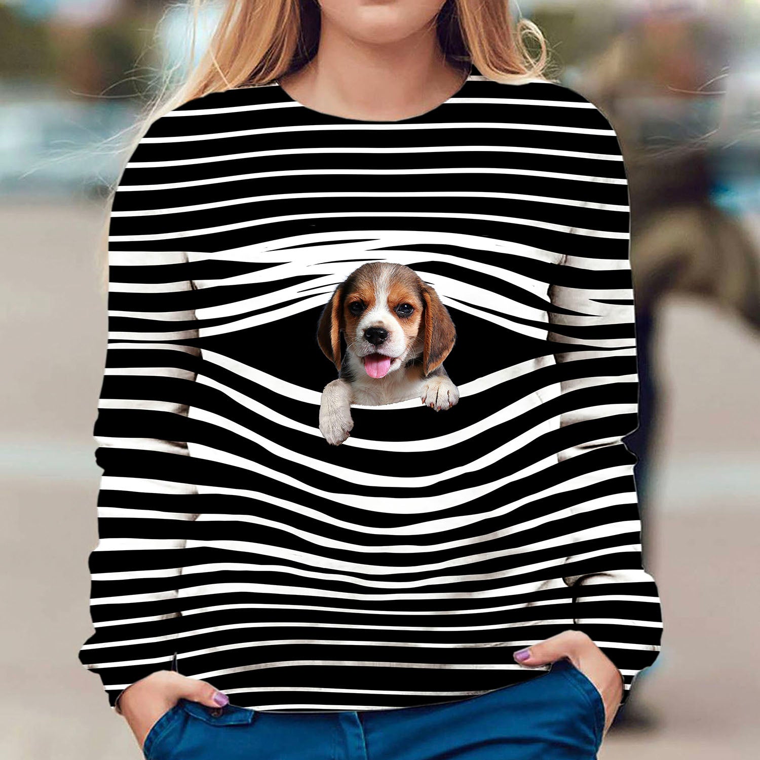 Beagle - Stripe - Premium Sweater