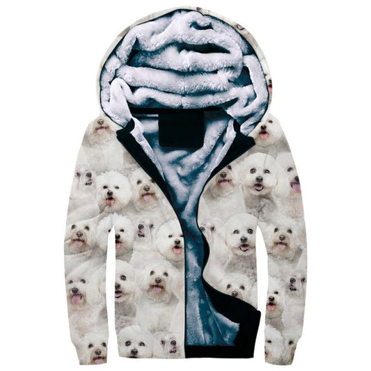 Bichon Frise Full Face Fleece Hoodie