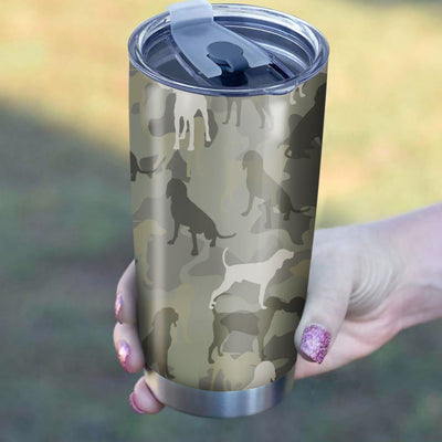 Black and Tan Coonhound Camo Tumbler Cup