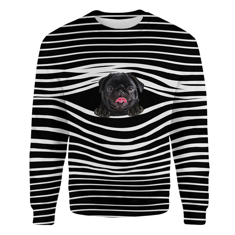 Black Pug - Stripe - Premium Sweater