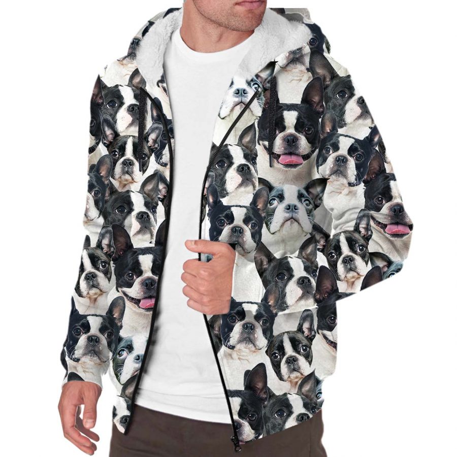 Boston Terrier Full Face Fleece Hoodie